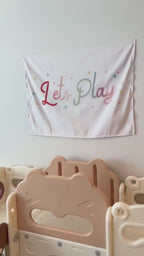 Fabric Tapestry Banner, Let's Play, Kids Wall Art Room Decor