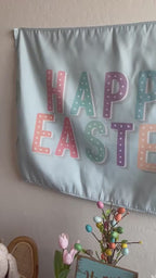Fabric Tapestry Banner, Happy Easter, Kids Wall Art Room Decor, Children's Wall Art