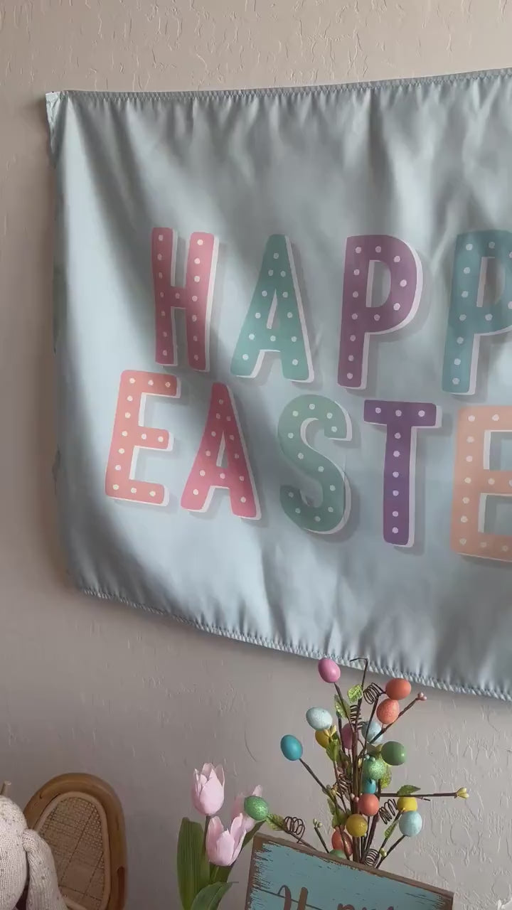 Fabric Tapestry Banner, Happy Easter, Kids Wall Art Room Decor, Children's Wall Art