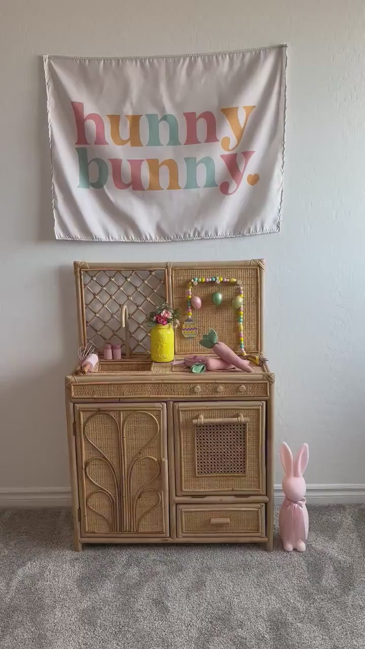 Hunny Bunny Fabric Tapestry Banner: Kids Room Wall Decor