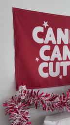 Christmas Banner, Candy Cane Cutie, Kids Fabric Tapestry, Wall art Room Decor