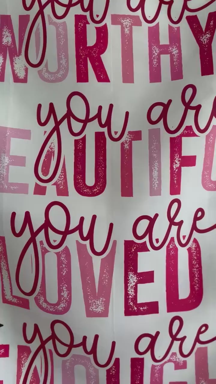 Fabric Tapestry Banner, You Are Worthy You are Beautiful, Kids Wall Art Room Decor