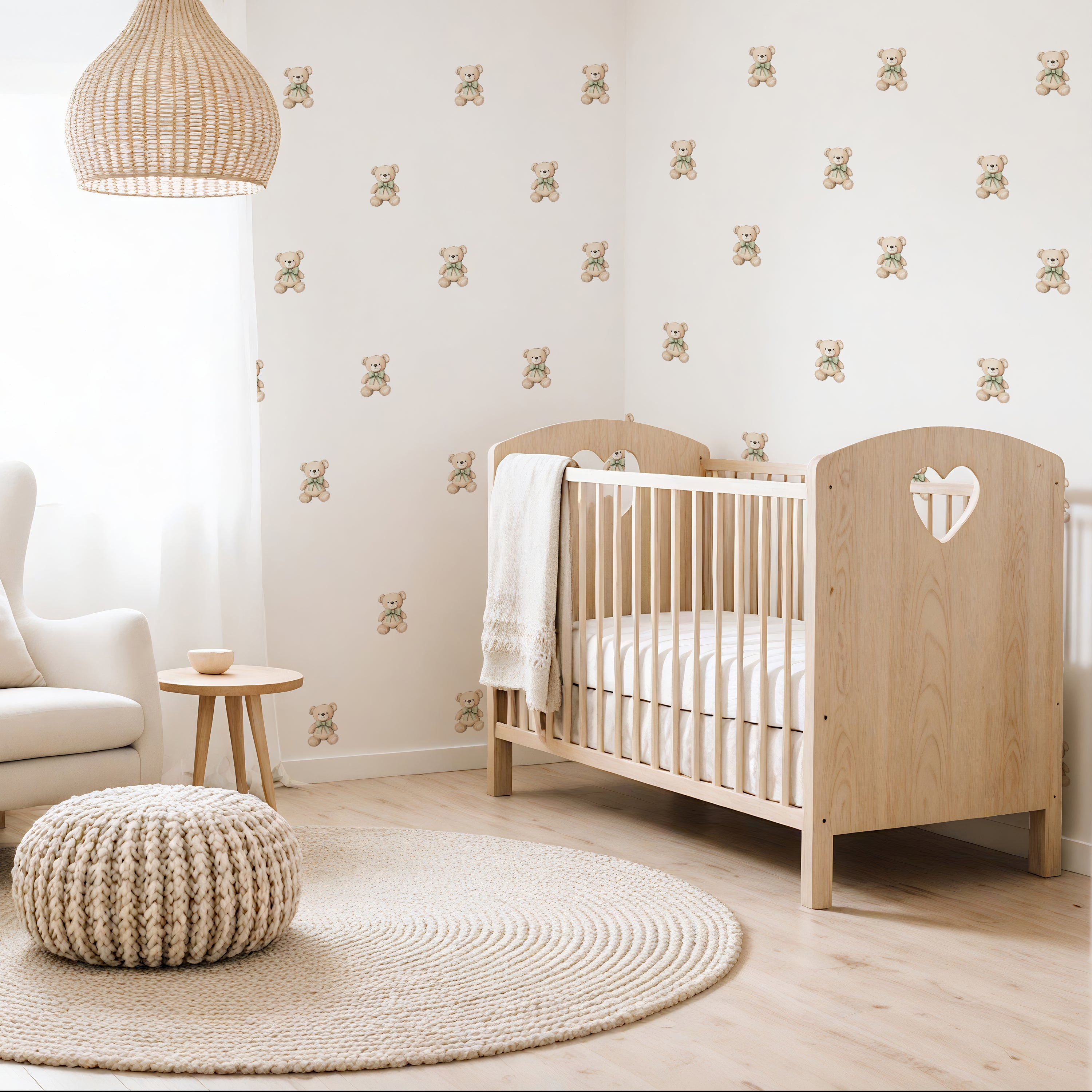 Sage Bow Bear Wall Decals