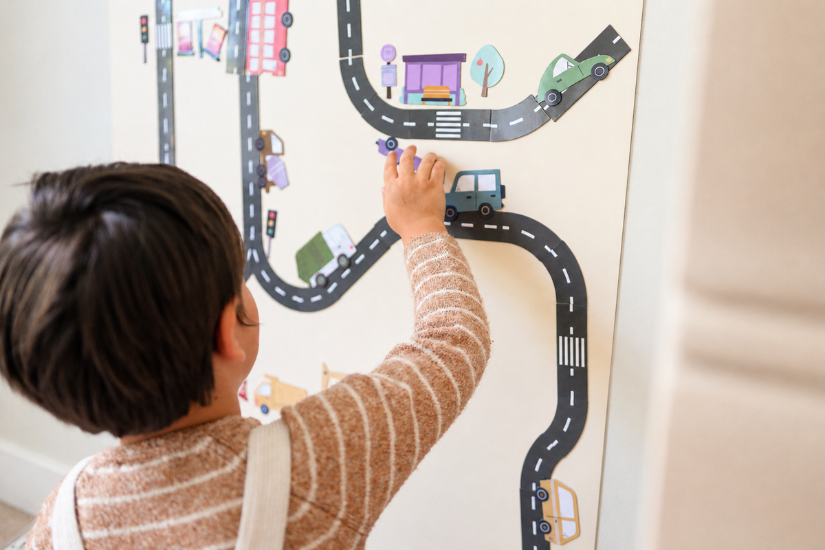 Road & Cars Set - Magnet Set For Magnet Magic Wall & More