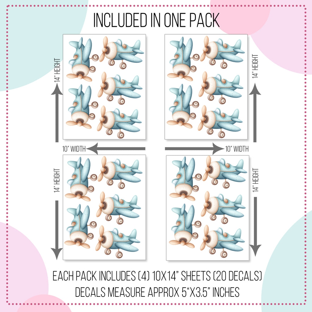 Teal Airplane Wall Decals