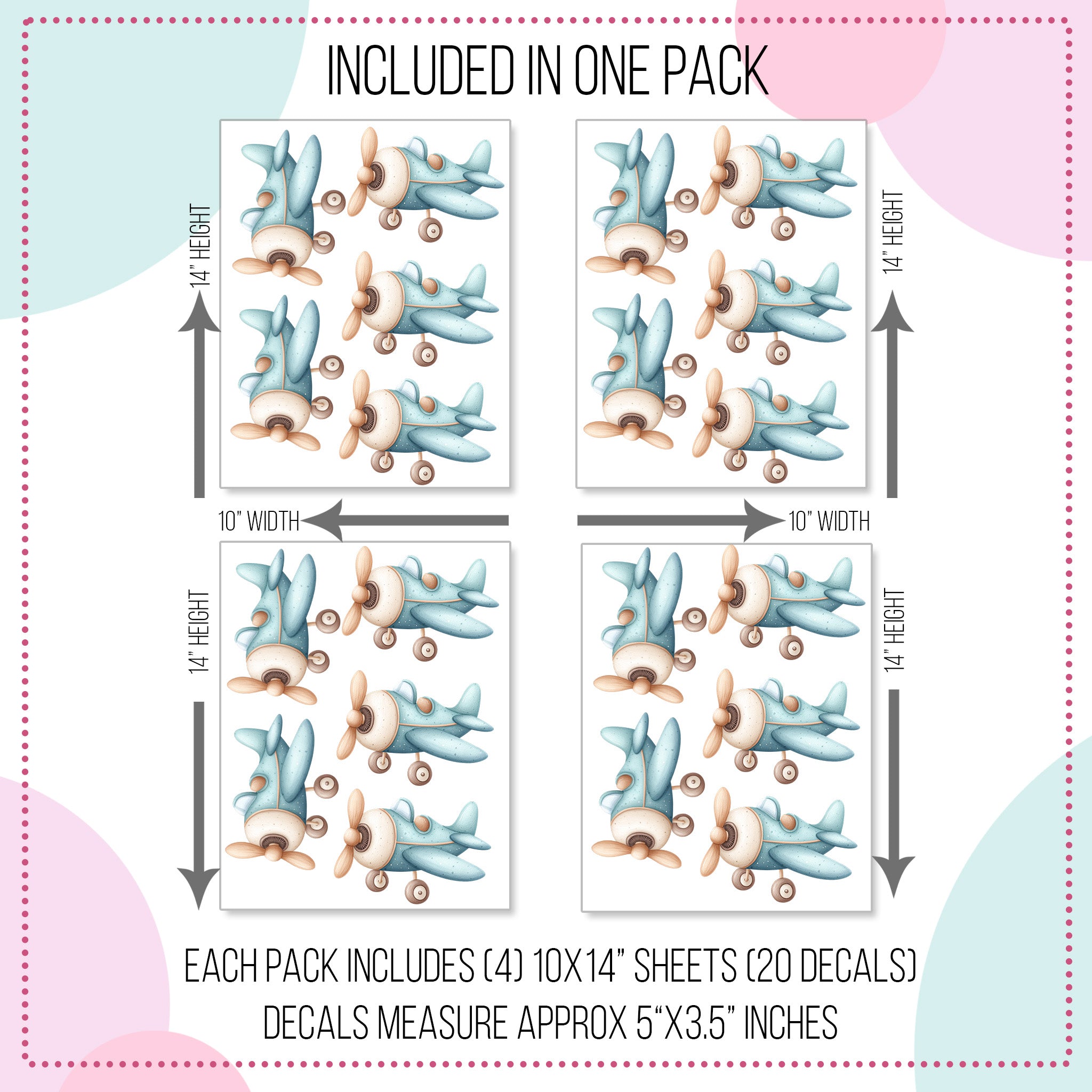 Teal Airplane Wall Decals