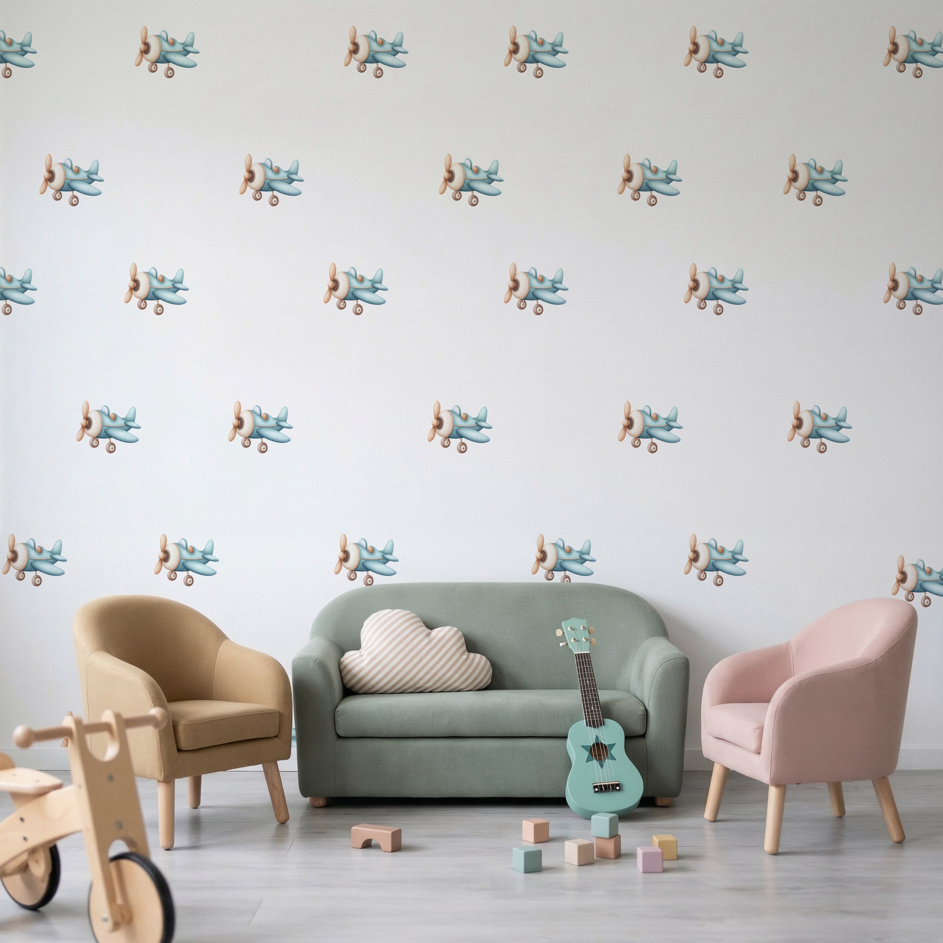 Teal Airplane Wall Decals